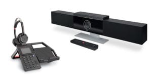 Office phone, headset and Studio video conferencing appliance from Poly.